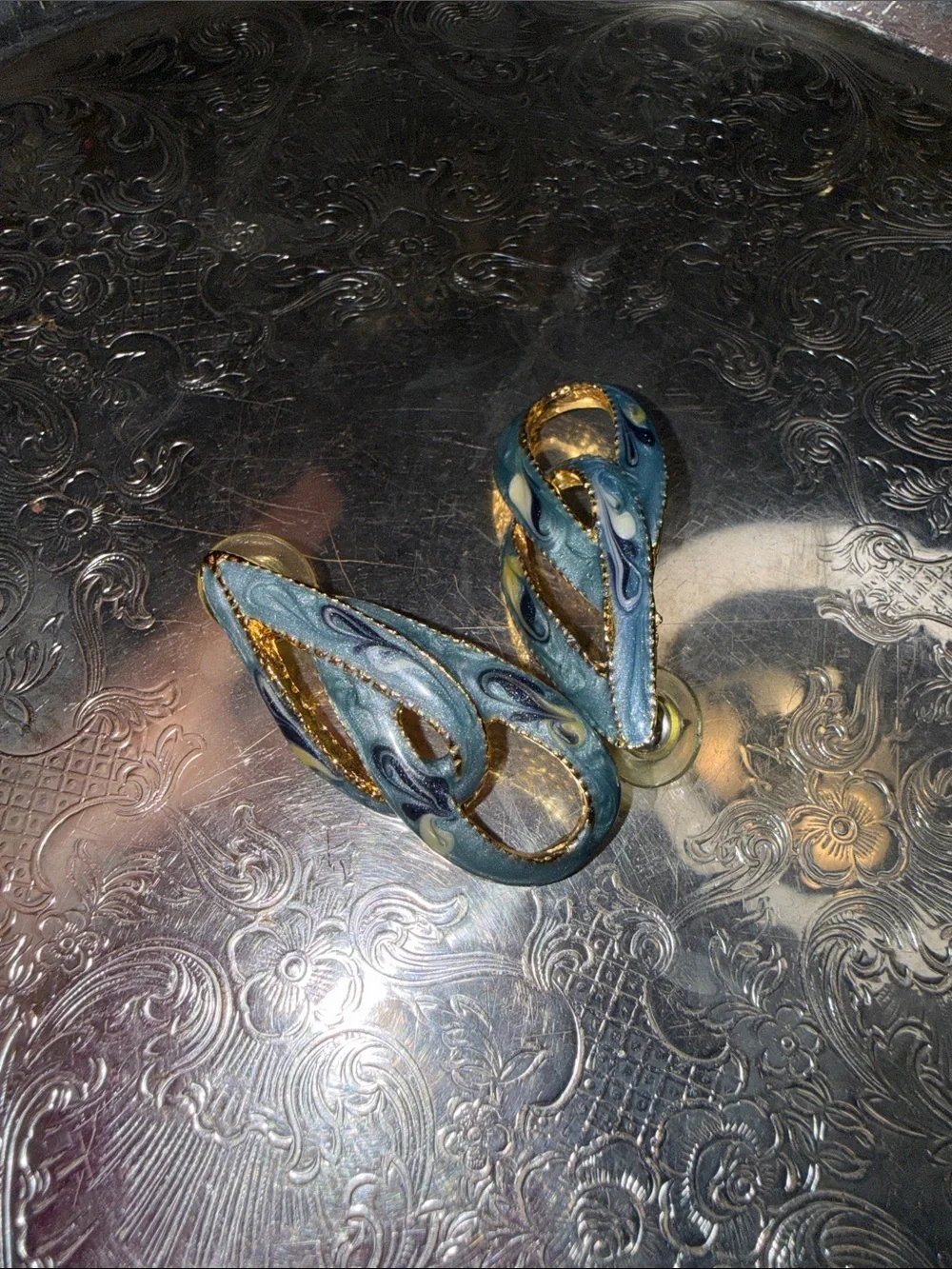 Blue and Gold earrings